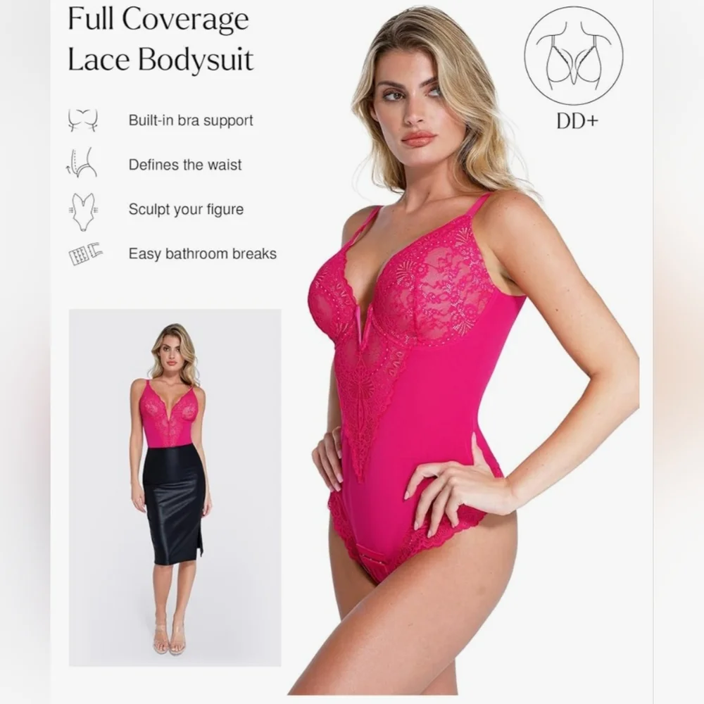 Popilush Shapewear Bodysuit Lace Corset Tops Tummy Control Bodysuit NWT‎ XL